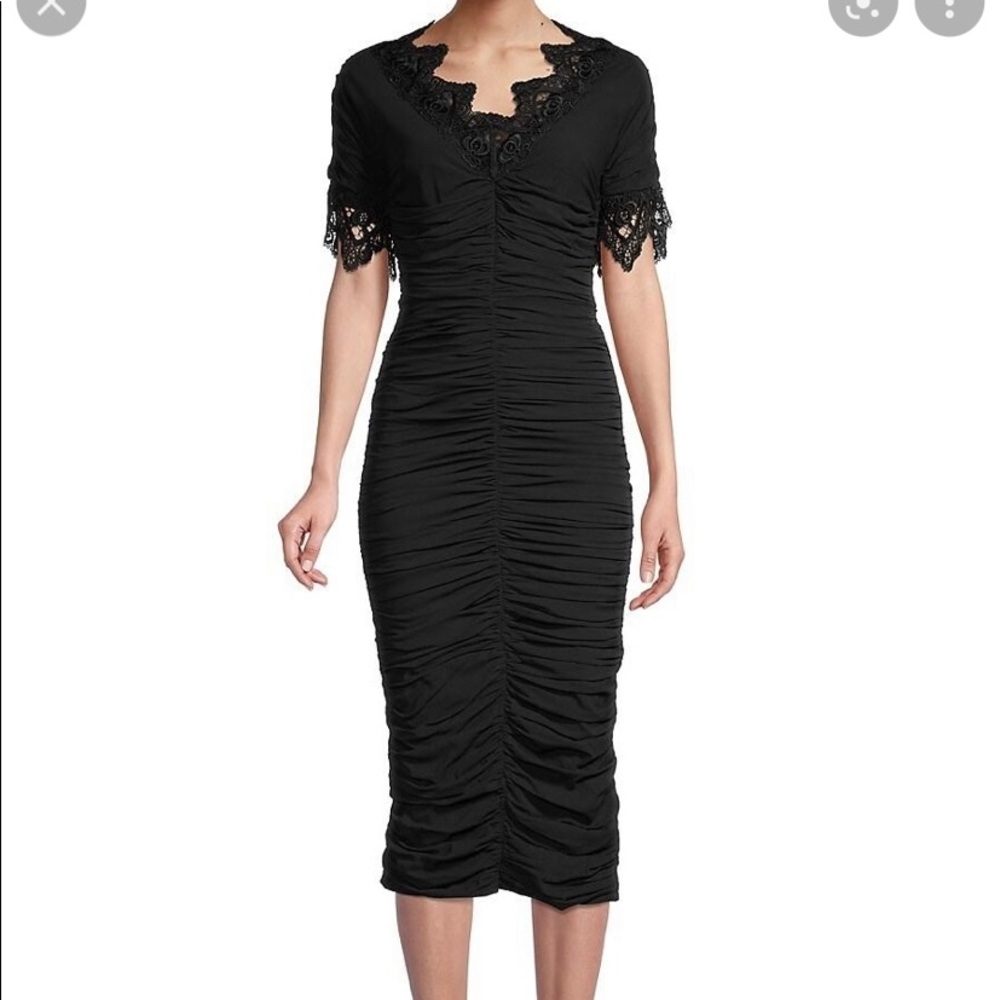 NWT DOLCE & GABBANA Black Ruched Silk-Blend Bodycon Dress Size 38 4